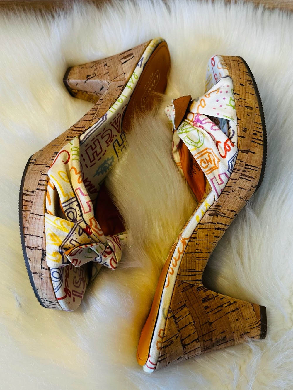 Coach Multicolor Knot Cork Wedge Sandal - Picture 4 of 9